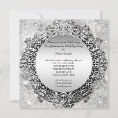 Quinceanera 15e Winter Wonderland Silver White Kaart (Achterkant)