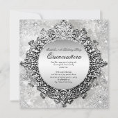 Quinceanera 15e Winter Wonderland Silver White Kaart (Voorkant)