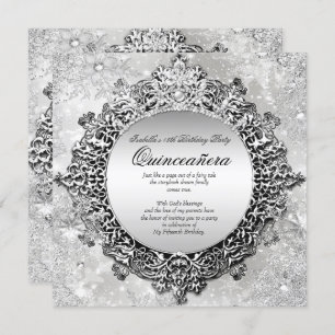 Quinceanera 15e Winter Wonderland Silver White Kaart