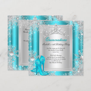 Quinceanera 15e Winter Wonderland Turquoise Aqua Kaart