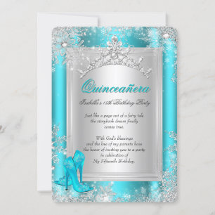 Quinceanera 15e Winter Wonderland Turquoise Aqua Kaart