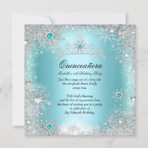 Quinceanera 15e Winter Wonderland Zilver Blauw 2 Kaart