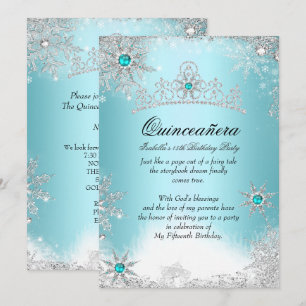 Quinceanera 15e Winter Wonderland Zilver Blauw 2 Kaart
