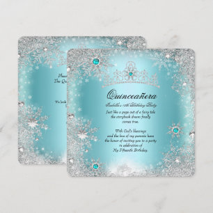 Quinceanera 15e Winter Wonderland Zilver Blauw 2 Kaart