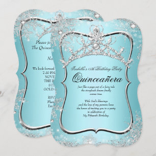 Quinceanera 15e Winter Wonderland Zilver Blauw Kaart