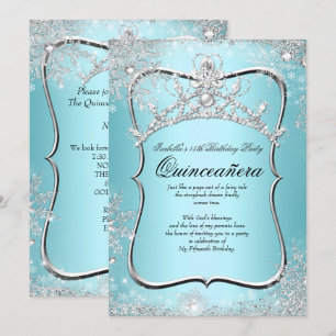 Quinceanera 15e Winter Wonderland Zilver Blauw Kaart