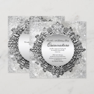 Quinceanera 15e Winter Wonderland Zilver Wit Kaart