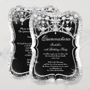 Quinceanera 15e Winter Wonderland Zwart Zilver Kaart