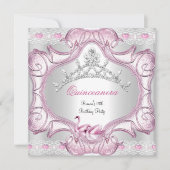 Quinceanera 15e witte roze zwanen Tiara Kaart (Voorkant)