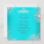 Quinceanera 15th Aqua Silver Snowflakes Party 2 Kaart (Achterkant)