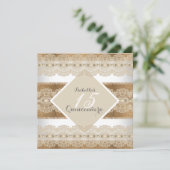 Quinceanera 15th Birthday beige lace Burlap 2 Kaart (Staand voorkant)