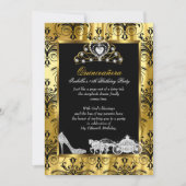 Quinceanera 15th Birthday Black Gold Damask 2 Kaart (Voorkant)