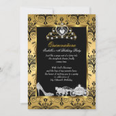 Quinceanera 15th Birthday Black Gold Damask Kaart (Voorkant)