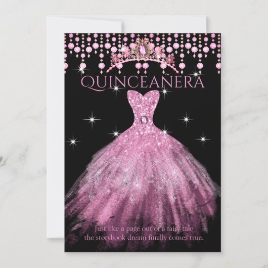 Quinceanera 15th Birthday Blush Pink Dress Tiara Kaart (Voorkant)