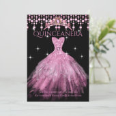 Quinceanera 15th Birthday Blush Pink Dress Tiara Kaart (Staand voorkant)