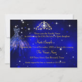 Quinceanera 15th Birthday Dark Blue Dress Tiara Kaart (Achterkant)