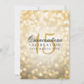 Quinceanera 15th Birthday Gold Bokeh Lights Kaart (Achterkant)