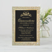 Quinceanera 15th Birthday Gold Glitter Sparkles Kaart (Staand voorkant)