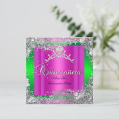 Quinceanera 15th Birthday Hot Pink Limoen Tiara Kaart (Staand voorkant)