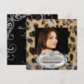 Quinceañera 15th Birthday Leopard Black Brown Kaart (Voorkant / Achterkant)