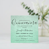 Quinceanera 15th Birthday Mint Glitter Look Paint Kaart (Staand voorkant)
