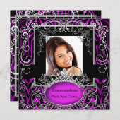 Quinceanera 15th Birthday Paars Black White Zebra Kaart (Voorkant / Achterkant)