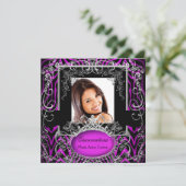 Quinceanera 15th Birthday Paars Black White Zebra Kaart (Staand voorkant)