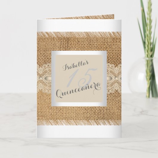 Quinceanera 15th Birthday Party beige lace Burlap (Voorkant)