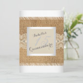 Quinceanera 15th Birthday Party beige lace Burlap Kaart (Staand voorkant)