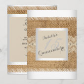 Quinceanera 15th Birthday Party beige lace Burlap Kaart (Voorkant / Achterkant)
