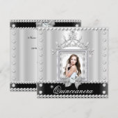 Quinceanera 15th Birthday Party Black White Kaart (Voorkant / Achterkant)