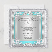 Quinceanera 15th Birthday Party Blauwgroen Silver Kaart (Achterkant)