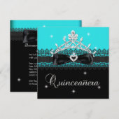 Quinceanera 15th Birthday Party Blue Black Lace Kaart (Voorkant / Achterkant)