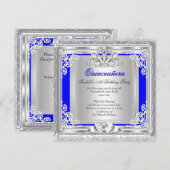 Quinceanera 15th Birthday Party Blue Silver Kaart (Voorkant / Achterkant)
