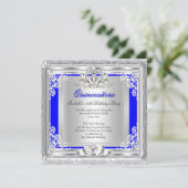Quinceanera 15th Birthday Party Blue Silver Kaart (Staand voorkant)