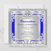 Quinceanera 15th Birthday Party Blue Silver Kaart (Voorkant)