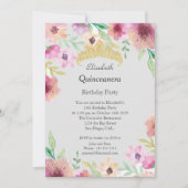 Quinceanera 15th Birthday Party Flowers Invitation Kaart (Voorkant)