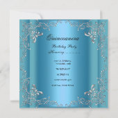 Quinceanera 15th Birthday Party Masquerade Blue Kaart (Achterkant)