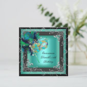 Quinceanera 15th Birthday Party Masquerade Kaart (Staand voorkant)