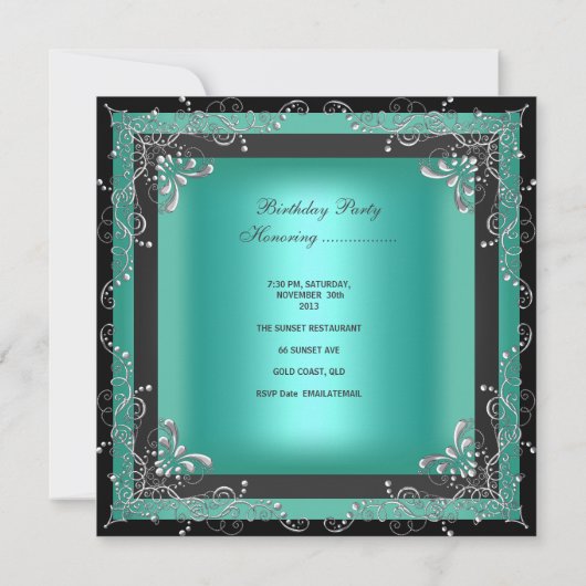 Quinceanera 15th Birthday Party Masquerade Kaart (Achterkant)