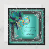 Quinceanera 15th Birthday Party Masquerade Kaart (Voorkant)