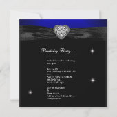 Quinceanera 15th Birthday Party Royal Blue Black Kaart (Achterkant)