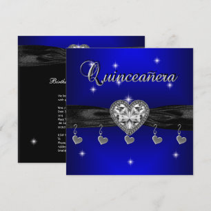 Quinceanera 15th Birthday Party Royal Blue Black Kaart