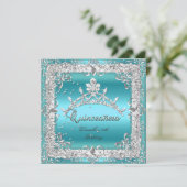 Quinceanera 15th Birthday Party Silver Blauwgroen Kaart (Staand voorkant)