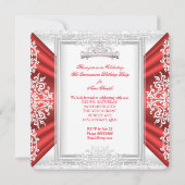 Quinceanera 15th Birthday Party White Red Kaart (Achterkant)