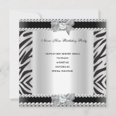 Quinceanera 15th Birthday Party Zebra Black White Kaart (Achterkant)