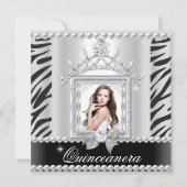 Quinceanera 15th Birthday Party Zebra Black White Kaart (Voorkant)
