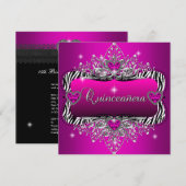 Quinceanera 15th Birthday Party Zebra roze zwart Kaart (Voorkant / Achterkant)