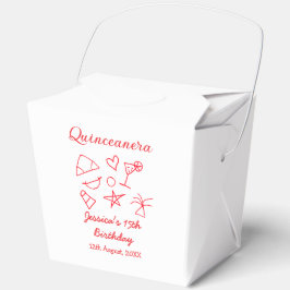 Quinceanera 15th birthday red beach party tree sun bedankdoosjes