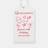 Quinceanera 15th birthday red beach party tree sun cadeaulabel (Achterkant)